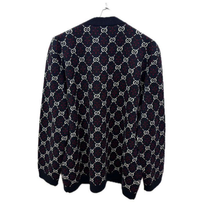 GUCCI グッチ GGロゴ カーディガン ネイビー 553602 XKAHC XL メンズ【中古】