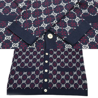 GUCCI グッチ GGロゴ カーディガン ネイビー 553602 XKAHC XL メンズ【中古】