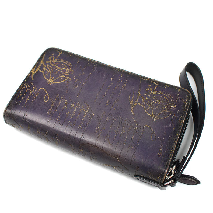 Berluti ベルルッティ カリグラフィ タリ マキシウォレット ロングジップ 長財布 パープル オーガナイザー メンズ【中古】
