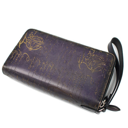 Berluti ベルルッティ カリグラフィ タリ マキシウォレット ロングジップ 長財布 パープル オーガナイザー メンズ【中古】