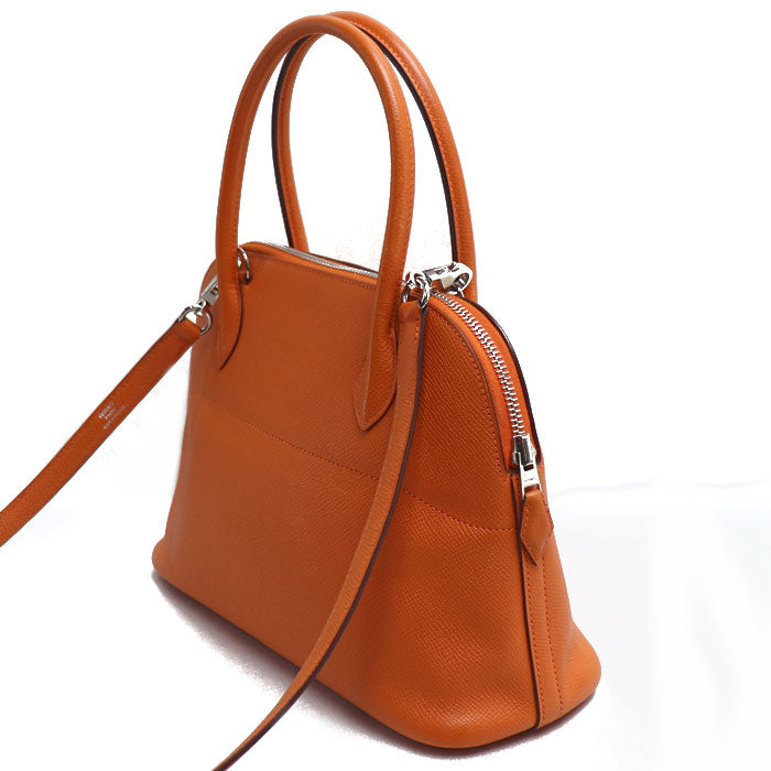 HERMES エルメス ボリード27 ヴォーエプソン 2Wayショルダーバッグ オレンジ レディース □N【中古】
