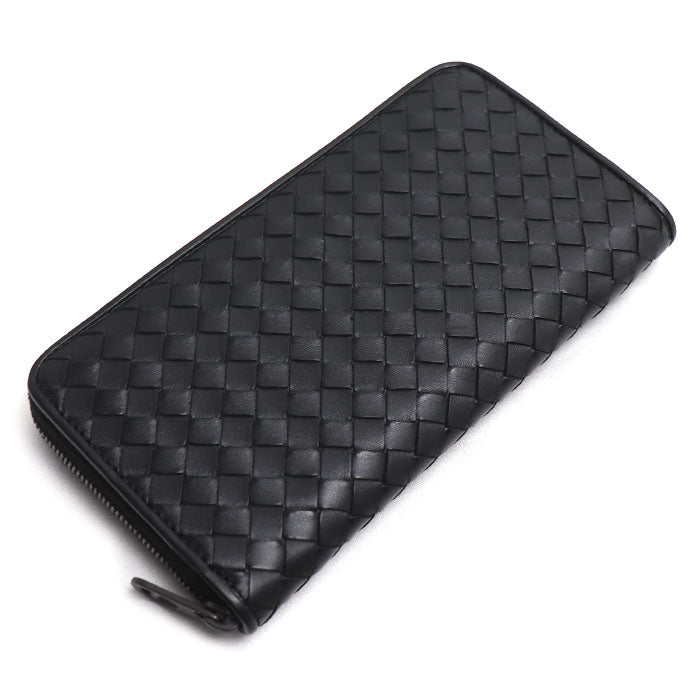 BOTTEGAVENETA ボッテガヴェネタ イントレチャート 長財布 ラウンドファスナー ブラック 510643 メンズ【中古】