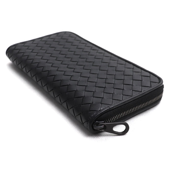 BOTTEGAVENETA ボッテガヴェネタ イントレチャート 長財布 ラウンドファスナー ブラック 510643 メンズ【中古】