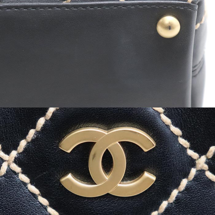 CHANEL シャネル ワイルドステッチ トートバッグ ブラック A18126 レディース【中古】