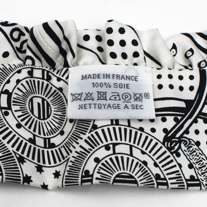 HERMES エルメス ツイリー エプロンドール バンダナ スカーフ ホワイト ブラック H852978S レディース【中古】【美品】