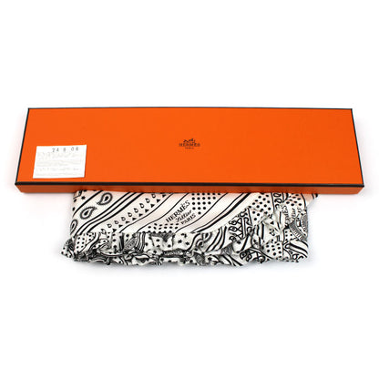 HERMES エルメス ツイリー エプロンドール バンダナ スカーフ ホワイト ブラック H852978S レディース【中古】【美品】