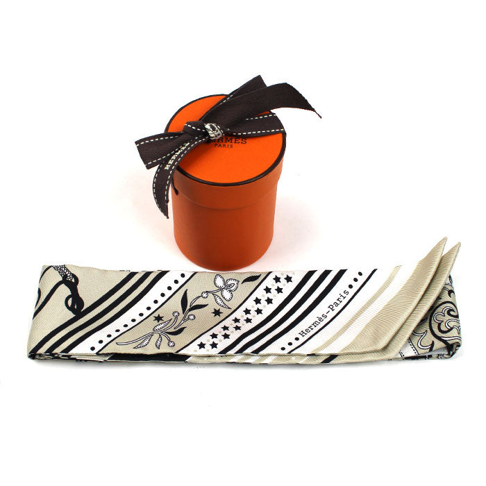 HERMES エルメス ツイリー Festival des Amazones アマゾンの祭典 バンダナ スカーフ グレージュ H064217S レディース【中古】【美品】