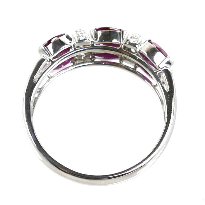 K18WG ホワイトゴールド リング・指輪 ルビー1.19ct ダイヤモンド0.09ct 15号 4.8g レディース【中古】【美品】