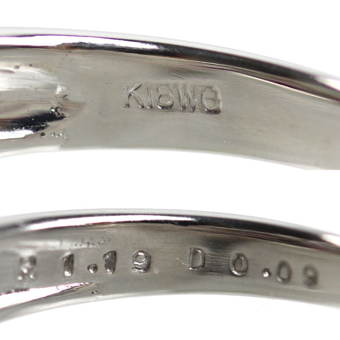 K18WG ホワイトゴールド リング・指輪 ルビー1.19ct ダイヤモンド0.09ct 15号 4.8g レディース【中古】【美品】