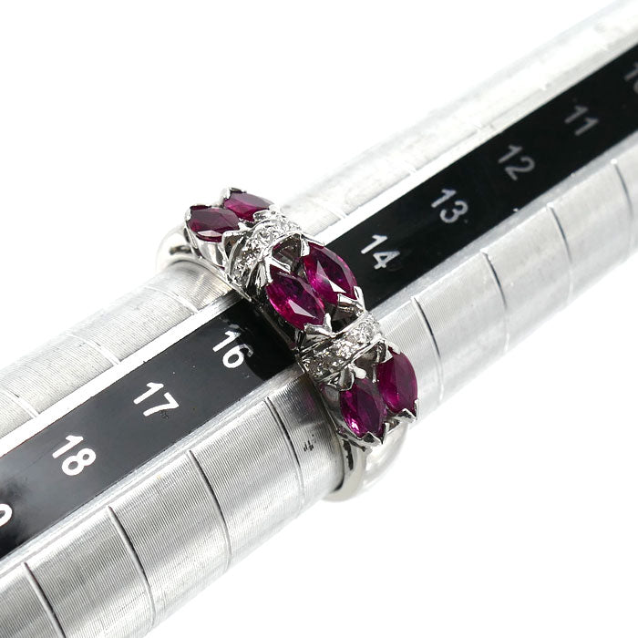 K18WG ホワイトゴールド リング・指輪 ルビー1.19ct ダイヤモンド0.09ct 15号 4.8g レディース【中古】【美品】