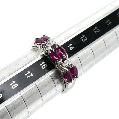 K18WG ホワイトゴールド リング・指輪 ルビー1.19ct ダイヤモンド0.09ct 15号 4.8g レディース【中古】【美品】