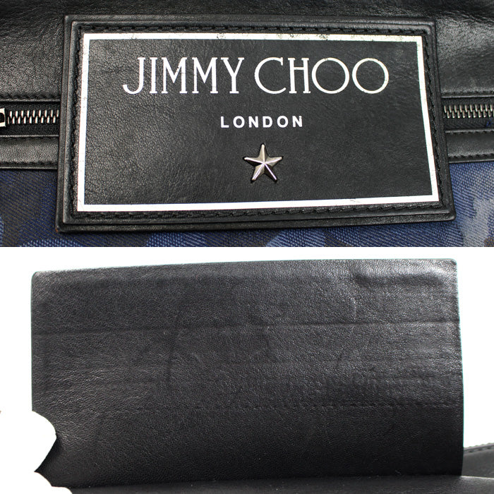 JIMMY CHOO ジミーチュウ カモフラージュ デニム ショルダーバッグ ネイビー KIMI-CDJ-0097 メンズ【中古】