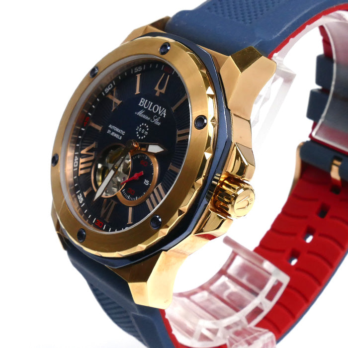 BULOVA マリンスター 腕時計 自動巻き ゴールド 98A227 メンズ【中古】【美品】