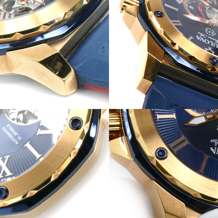 BULOVA マリンスター 腕時計 自動巻き ゴールド 98A227 メンズ【中古】【美品】