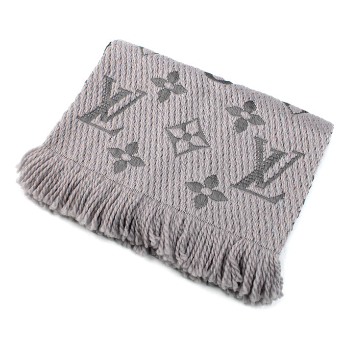 LOUIS VUITTON ルイ・ヴィトン エシャルプ ロゴマニア マフラー グレー M74742 GM1221 レディース【中古】