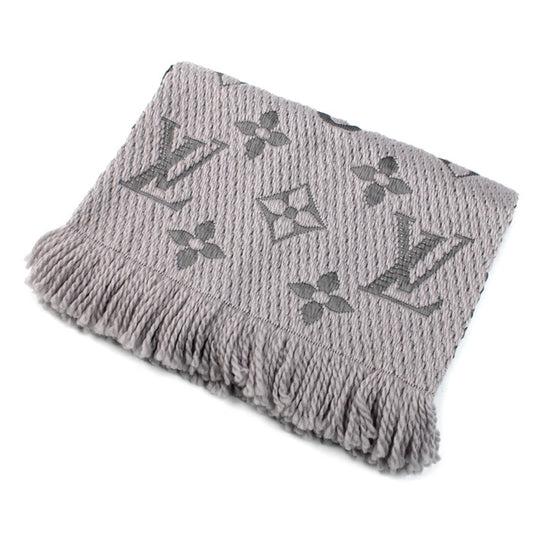 LOUIS VUITTON ルイ・ヴィトン エシャルプ ロゴマニア マフラー グレー M74742 GM1221 レディース【中古】