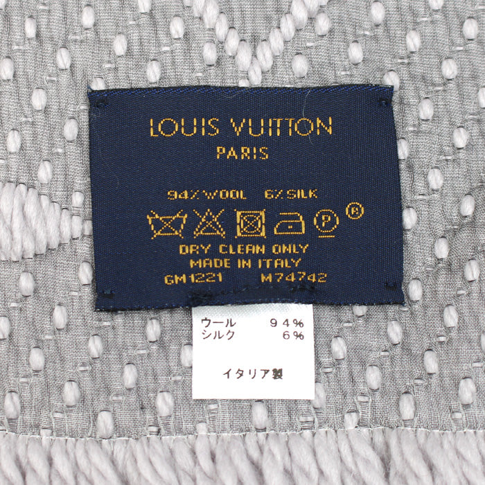 LOUIS VUITTON ルイ・ヴィトン エシャルプ ロゴマニア マフラー グレー M74742 GM1221 レディース【中古】
