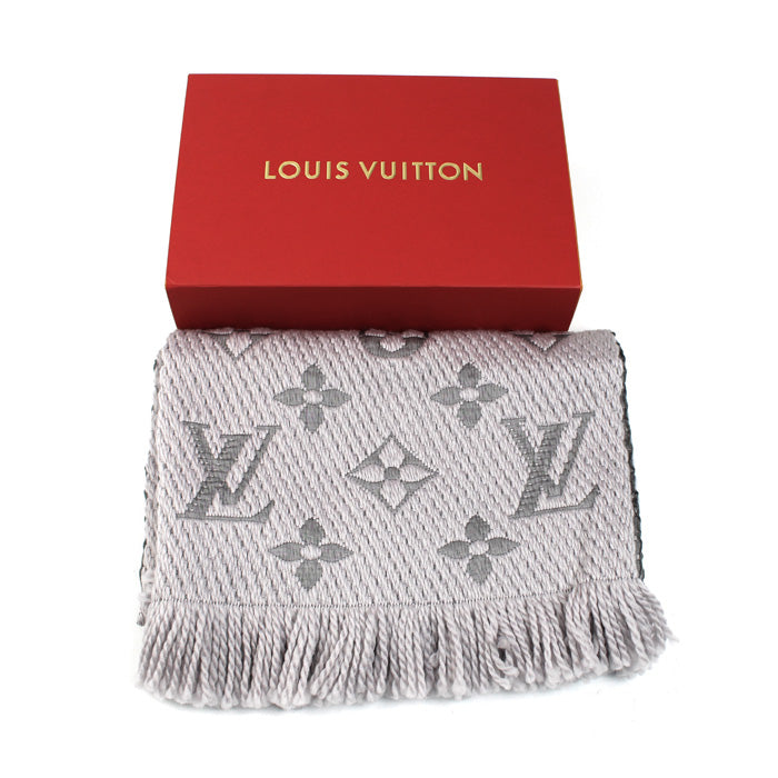 LOUIS VUITTON ルイ・ヴィトン エシャルプ ロゴマニア マフラー グレー M74742 GM1221 レディース【中古】