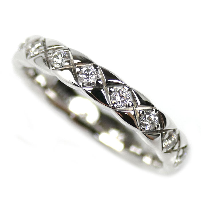 CHANEL シャネル K18WG ホワイトゴールド ココクラッシュ ミニ フルダイヤ リング・指輪 J11871 ダイヤモンド 9号 49 3.0g レディース【中古】【美品】