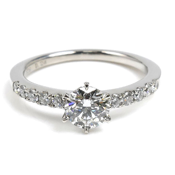 Pt900プラチナ リング・指輪 ダイヤモンド0.629ct/0.24ct 12号 4.2g レディース【中古】【美品】