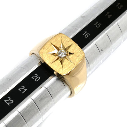 K18YG イエローゴールド 印台 リング・指輪 ダイヤモンド0.10ct 18号 13.6g メンズ【中古】