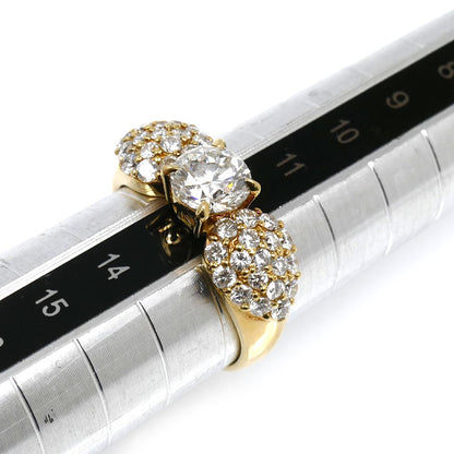 K18YG イエローゴールド リング・指輪 ダイヤモンド1.01ct ダイヤモンド0.89ct 12号 4.4g レディース【中古】