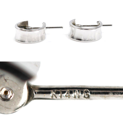 K14WG ホワイトゴールド フープ ピアス 0.9g レディース【中古】