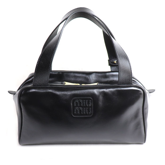 MIUMIU ミュウミュウ レザー トップハンドル ハンドバッグ ブラック 5BB182_2IEO_F0002 レディース【中古】【極美品】