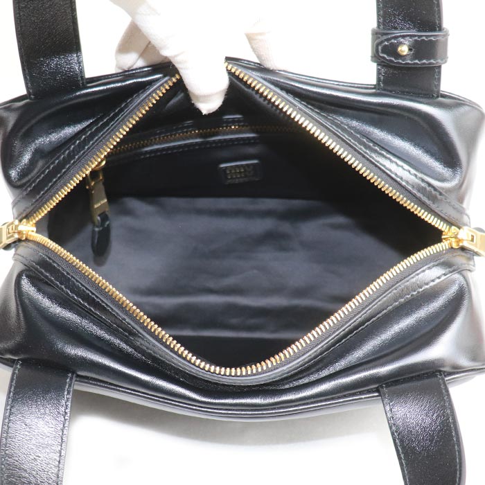 MIUMIU ミュウミュウ レザー トップハンドル ハンドバッグ ブラック 5BB182_2IEO_F0002 レディース【中古】【極美品】