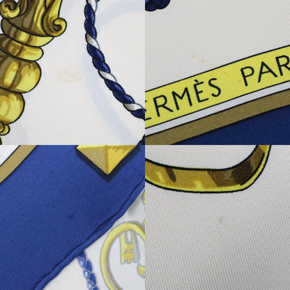 HERMES エルメス カレ90 レ クレ スカーフ ブルー レディース【中古】
