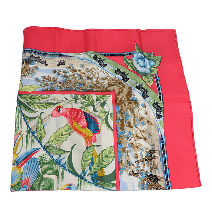HERMES エルメス カレ90 TROPIQUES スカーフ ピンク マルチ レディース【中古】【美品】