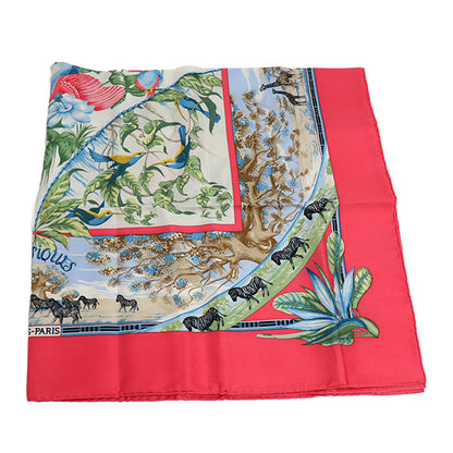 HERMES エルメス カレ90 TROPIQUES スカーフ ピンク マルチ レディース【中古】【美品】