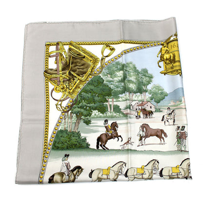 HERMES エルメス カレ90 PRESENTATION DE CHEVAVX スカーフ グレー レディース【中古】