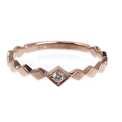 STAR JEWELRY スタージュエリー K10PG ピンクゴールド スノーライト リング・指輪 ダイヤモンド0.02ct 9号 1.1g レディース【中古】【美品】
