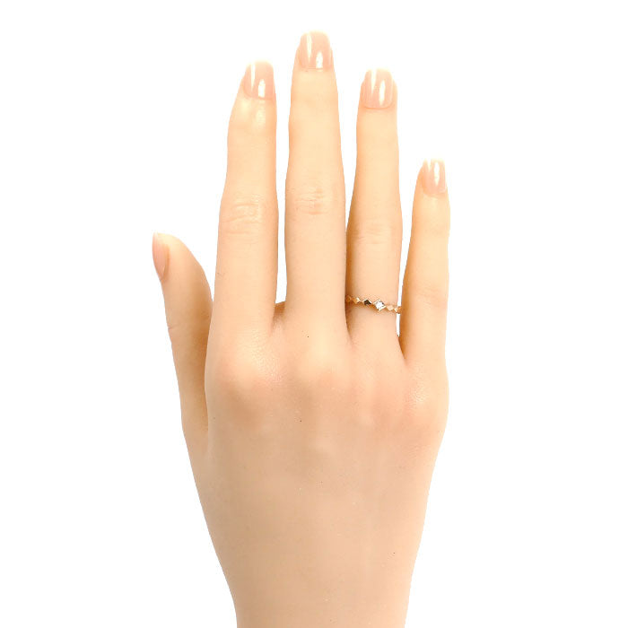 STAR JEWELRY スタージュエリー K10PG ピンクゴールド スノーライト リング・指輪 ダイヤモンド0.02ct 9号 1.1g レディース【中古】【美品】