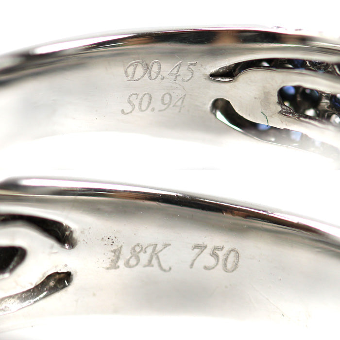 K18WG ホワイトゴールド リング・指輪 サファイア0.94ct ダイヤモンド0.45ct 12号 4.6g レディース【中古】【美品】