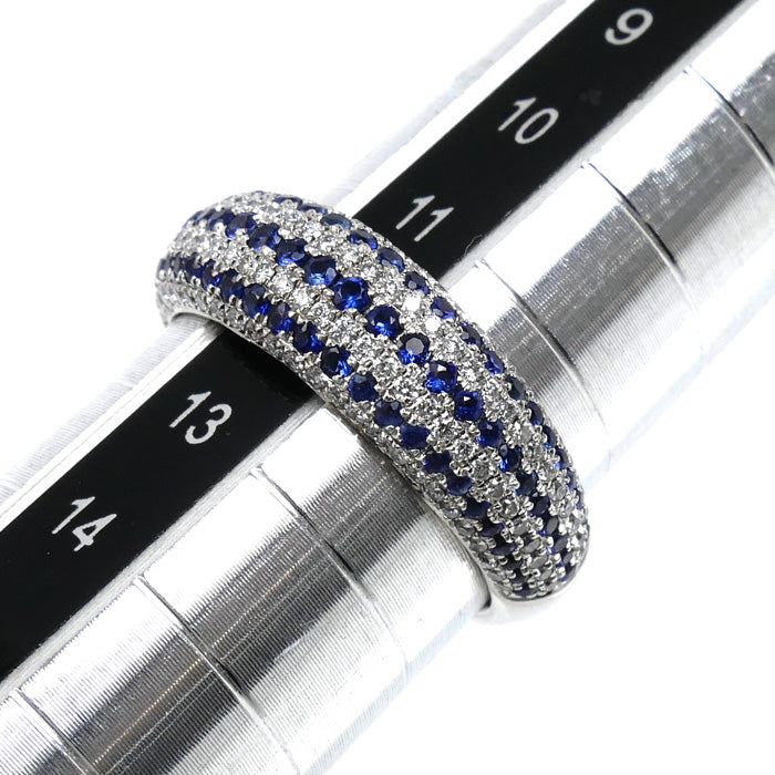 K18WG ホワイトゴールド リング・指輪 サファイア0.94ct ダイヤモンド0.45ct 12号 4.6g レディース【中古】【美品】