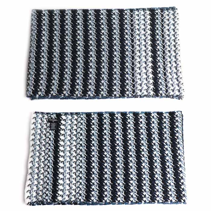 CHANEL シャネル マフラー ブルー カラーミックス レディース【中古】
