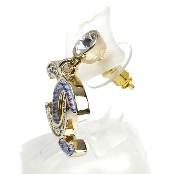CHANEL シャネル メタル/ストラス ココマーク ラインストーン/デニムブルー ピアス ABG745 片耳 レディース【中古】【美品】