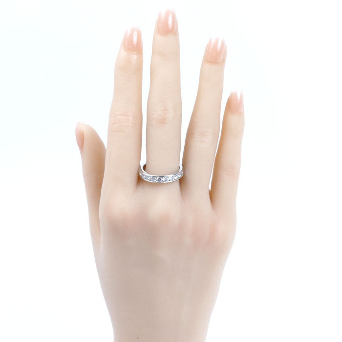 TIFFANY&Co. ティファニー Pt950プラチナ ハーフエタニティ リング・指輪 ダイヤモンド 16号 7.7g レディース【中古】【美品】