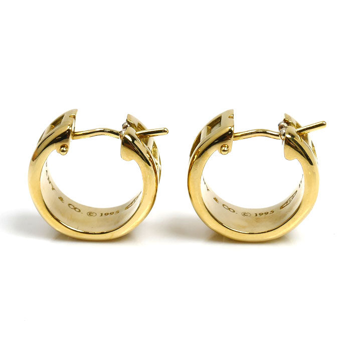 TIFFANY&Co. ティファニー K18YG イエローゴールド アトラス フープ ピアス 11.5g レディース【中古】【美品】