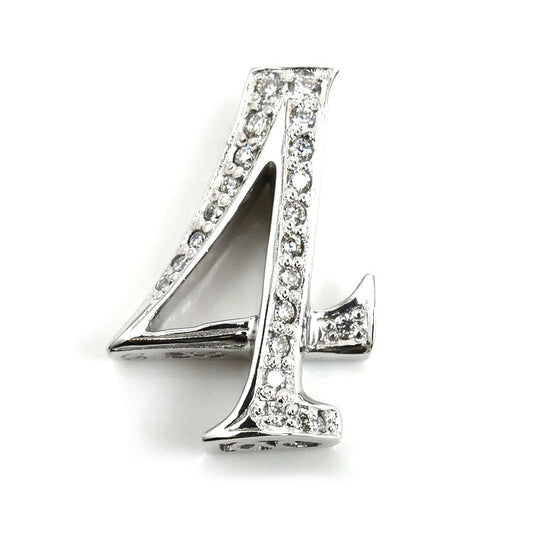 ゆきざき K18WG ホワイトゴールド NOMBRE No.4 Sサイズ ペンダントトップ Y.NOMBRE.12.9.4.S ダイヤモンド0.18ct 2.6g ユニセックス【中古】【美品】