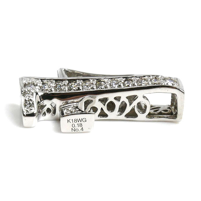 ゆきざき K18WG ホワイトゴールド NOMBRE No.4 Sサイズ ペンダントトップ Y.NOMBRE.12.9.4.S ダイヤモンド0.18ct 2.6g ユニセックス【中古】【美品】