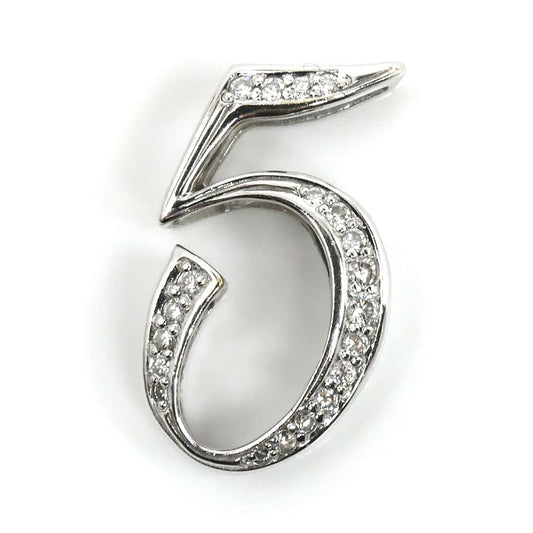 ゆきざき K18WG ホワイトゴールド NOMBRE No.5 Sサイズ ペンダントトップ Y.NOMBRE.12.9.5.S ダイヤモンド0.15ct 2.4g ユニセックス【中古】