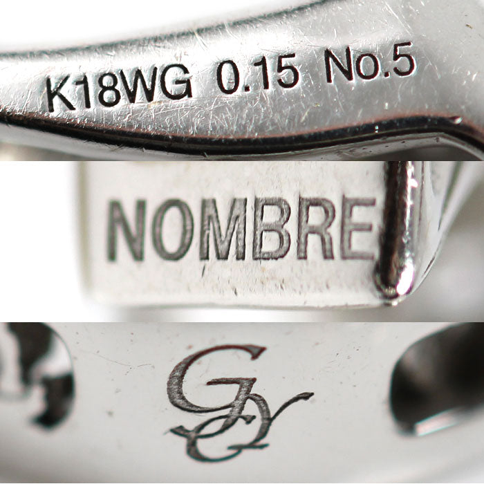 ゆきざき K18WG ホワイトゴールド NOMBRE No.5 Sサイズ ペンダントトップ Y.NOMBRE.12.9.5.S ダイヤモンド0.15ct 2.4g ユニセックス【中古】