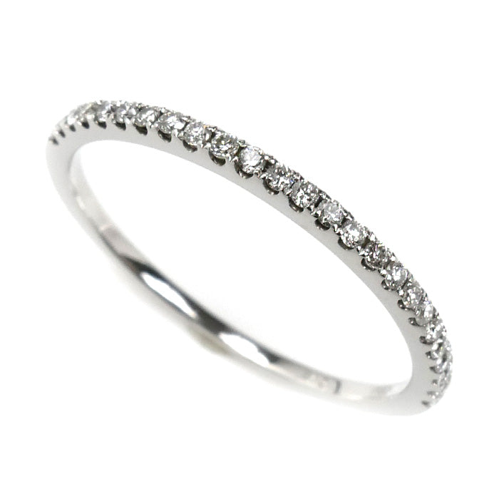 K18WG ホワイトゴールド ハーフエタニティ リング・指輪 ダイヤモンド0.15ct 13号 1.2g レディース【中古】【美品】