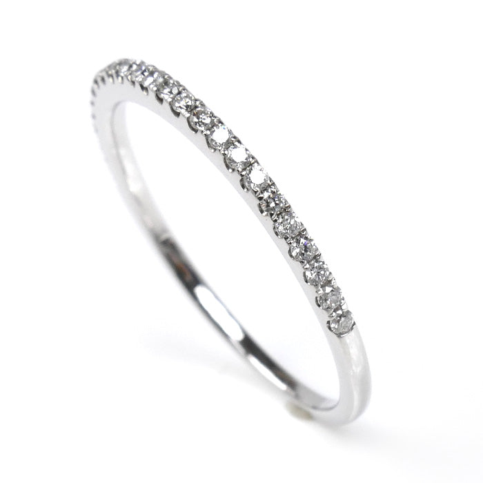 K18WG ホワイトゴールド ハーフエタニティ リング・指輪 ダイヤモンド0.15ct 13号 1.2g レディース【中古】【美品】
