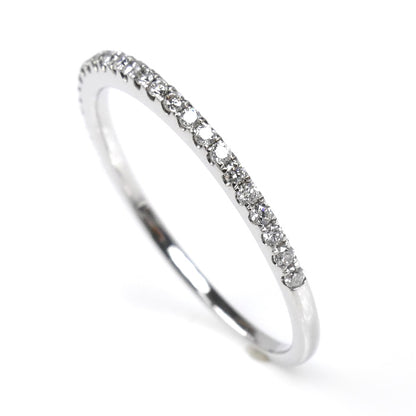 K18WG ホワイトゴールド ハーフエタニティ リング・指輪 ダイヤモンド0.15ct 13号 1.2g レディース【中古】【美品】