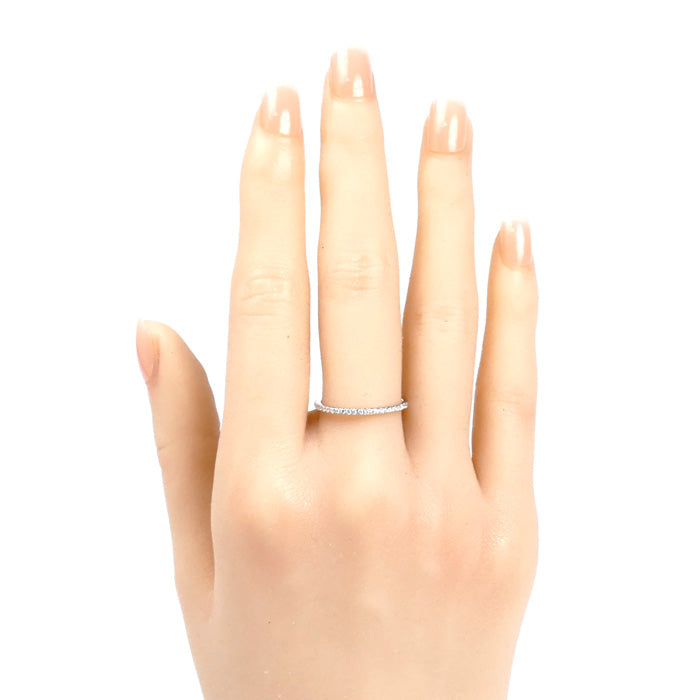 K18WG ホワイトゴールド ハーフエタニティ リング・指輪 ダイヤモンド0.15ct 13号 1.2g レディース【中古】【美品】