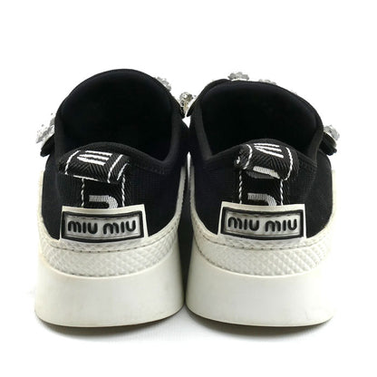MIUMIU ミュウミュウ ビジュー付き 厚底スニーカー スニーカー ブラック 36 1/2 レディース 607【中古】